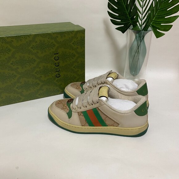 Gucci Brown Athletic Shoes with Distressed Finish🍒🍒🍒 - Picture 3 of 10